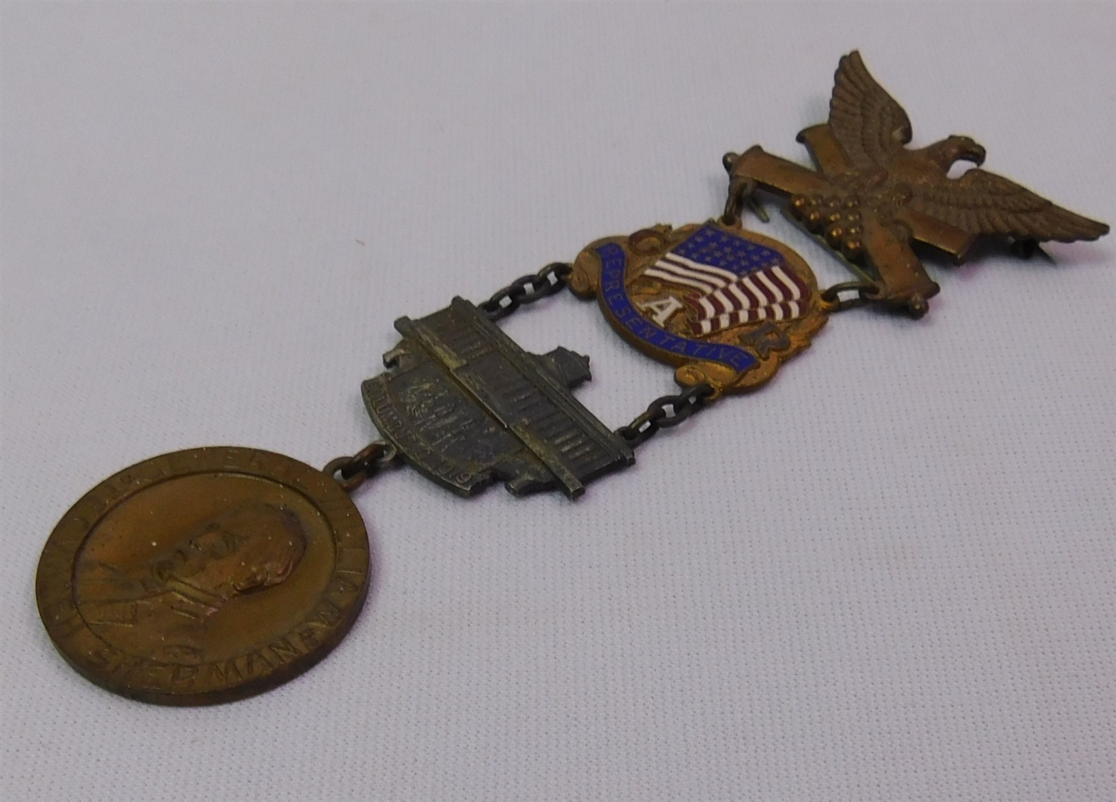 1919 GAR 53rd NATIONAL ENCAMPMENT Columbus OH REPRESENTATIVE Badge Medal Sherman