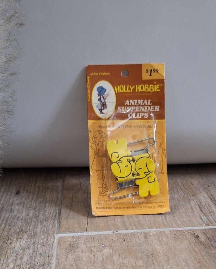 vintage holly hobbie elephant yellow suspender/ men clips