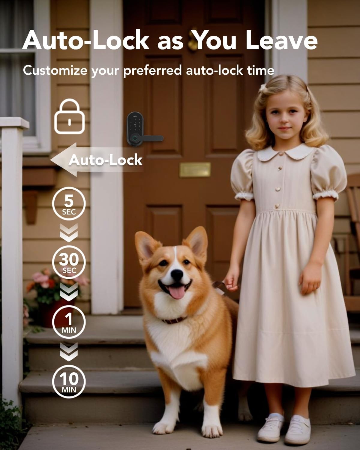 Devo Smart Door Lock with Handle for Front Door Smart Deadbolt Fingerprint Wi-Fi