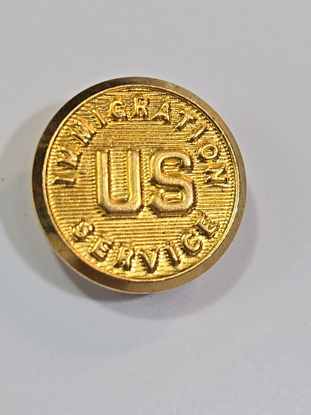 US Immigration Service Tie Tack Lapel Pin Gold Color by Waterbury