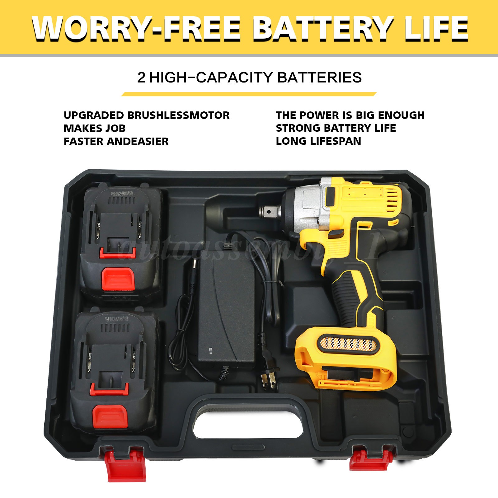 Cordless Impact Wrench 1/2" 1180 Ft-lbs(1000 N.m) Drill W/ 4000mAh Battery NEW