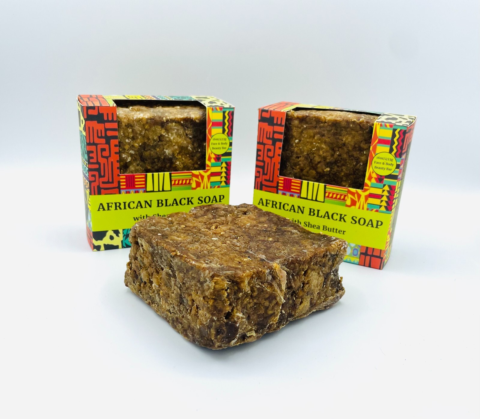 1 lb- 16oz Raw African Black Soap Bar 100% Pure Natural Organic Ghana Bulk BEST!