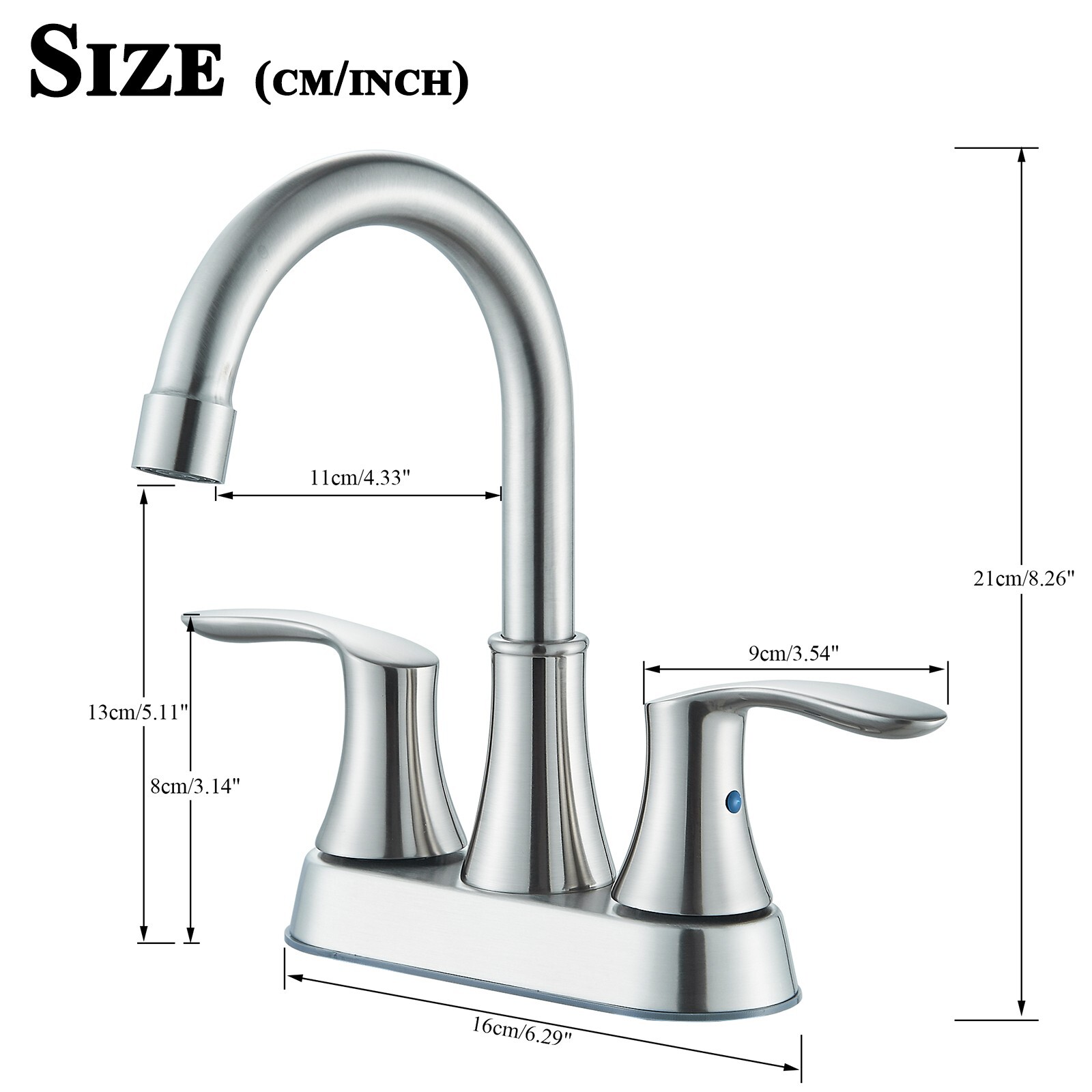 Brushed Nickel Bathroom Sink Faucet 3Hole 4in Centerset Vanity Mixer with Drain
