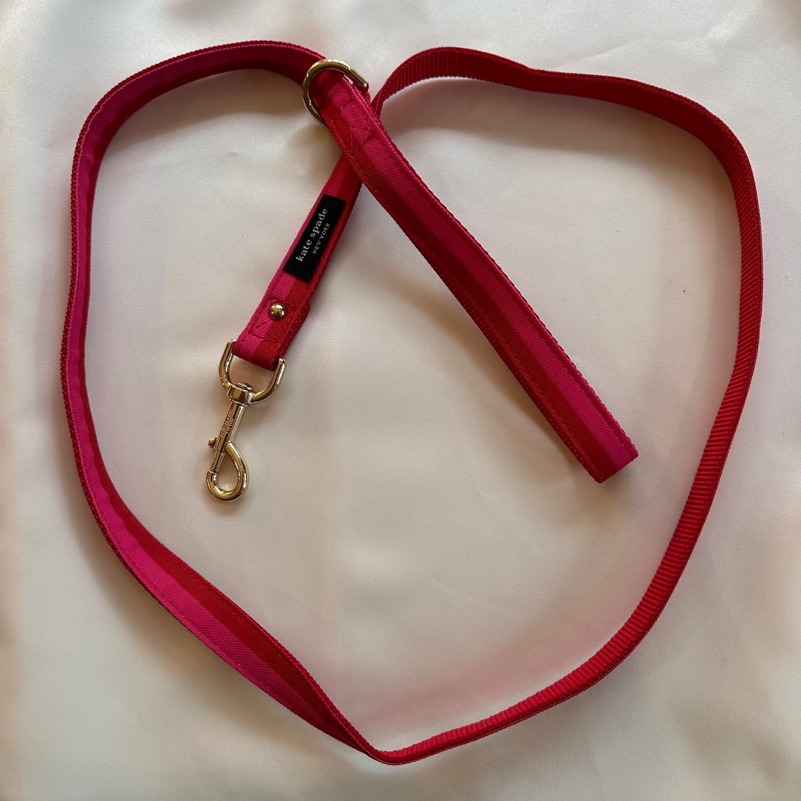 Kate Spade New York Red & Pink Stripe Dog Leash Gold Hardware