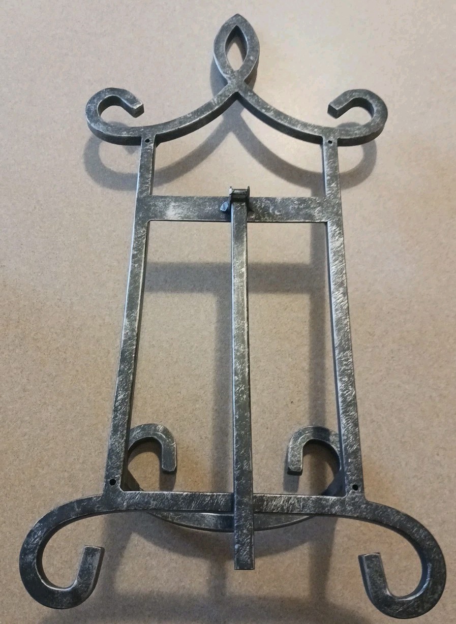 Iron Scrolled Black & Silver 16.5" Table Top Easel Display Stand Picture Holder