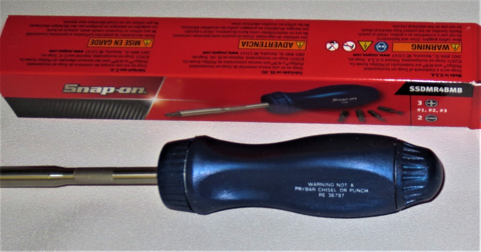 *NEW* Snap-on BLUE Ratcheting Screwdriver SSDMR4BMB *BLUE METALLIC HANDLE* NEW!