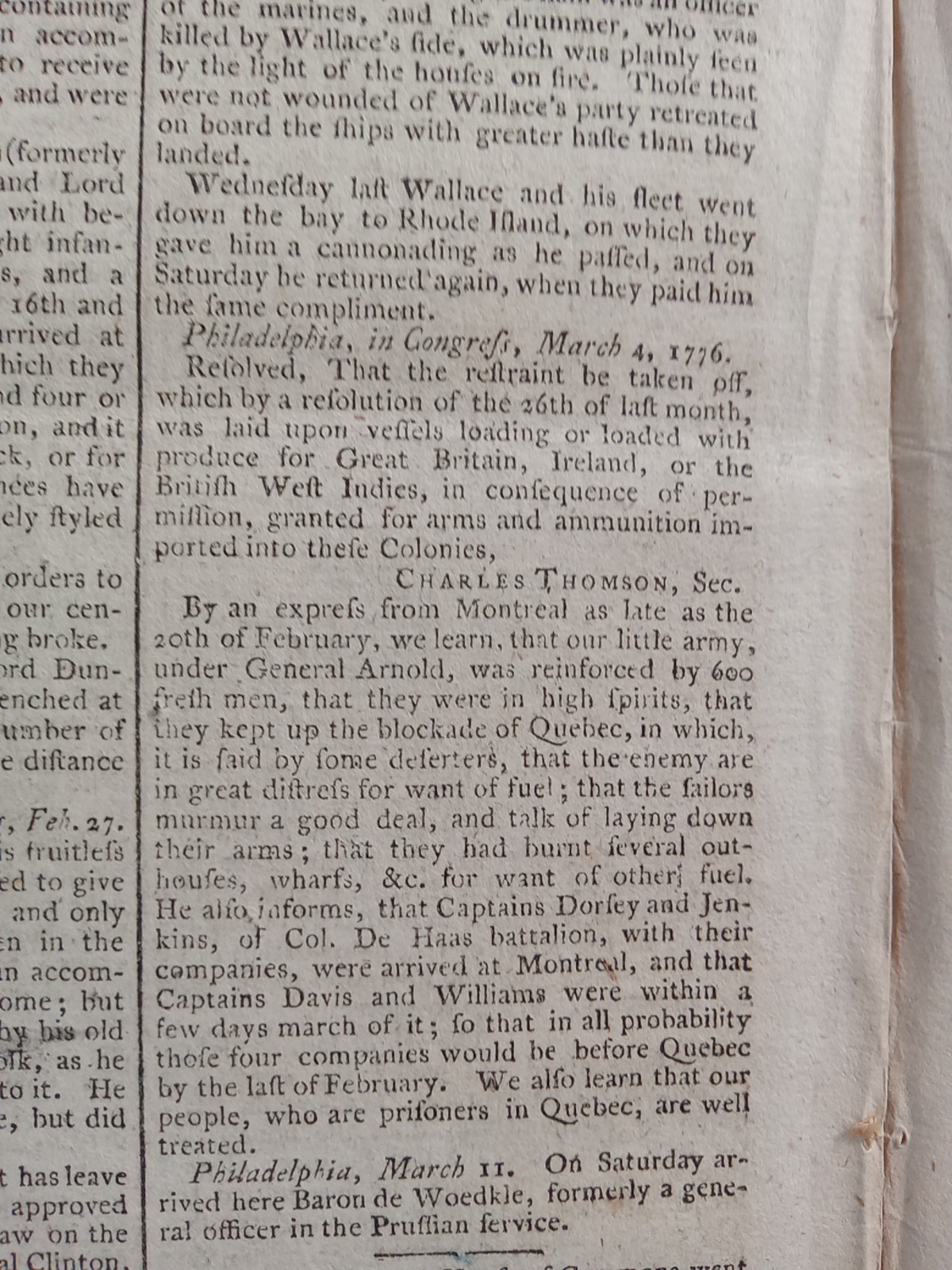 Original 1776 British Newspaper - American Revolutionary War - Colonies