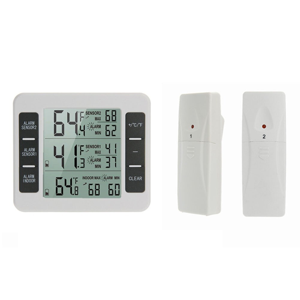 Wireless Digital Refrigerator Freezer Thermometer Temp Alarm Dual Sensor