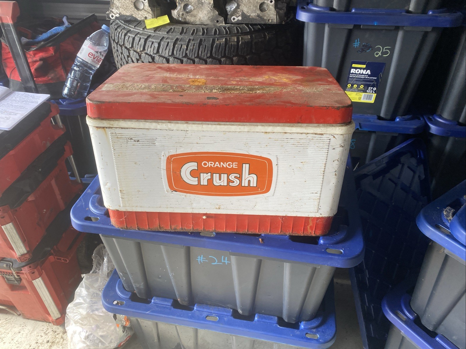 VINTAGE 1970 ORANGE CRUSH COOLER W/HANDLES