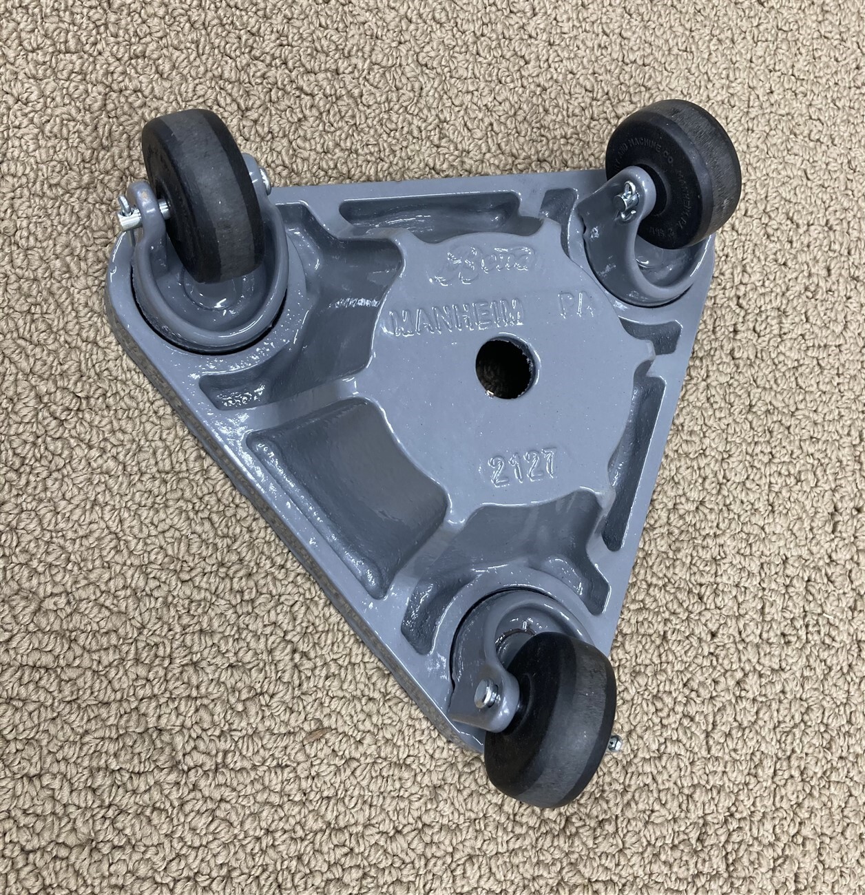 Bond 2127 Cast Iron Triangular CUP DOLLY Hard Rubber Wheels 375 lb Capacity