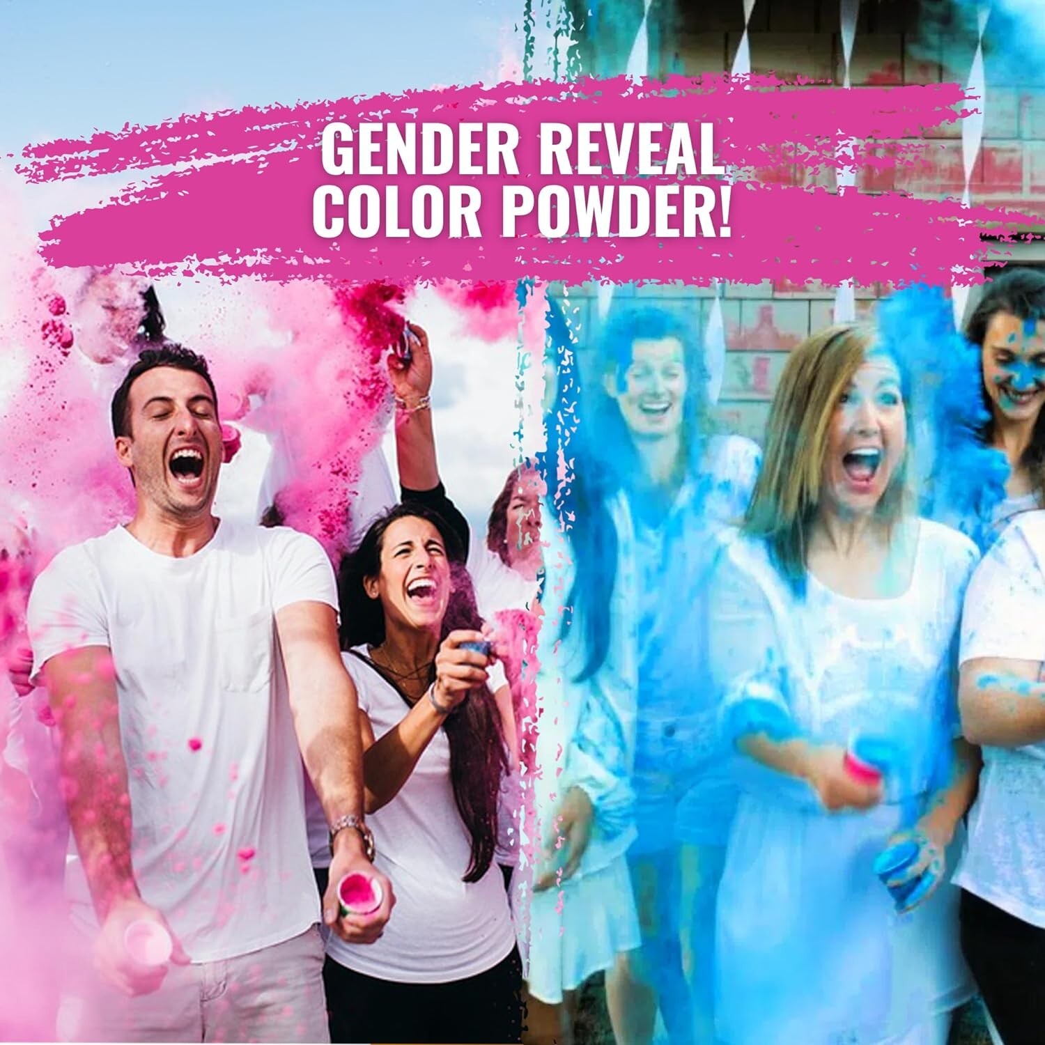 Color Blaze - 15lbs Pink & 15lbs Blue Color Powder Gender Reveal Baby Girl Holi