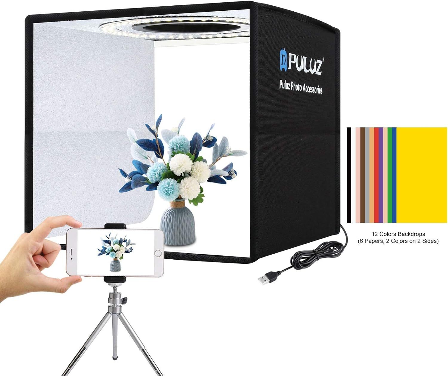 Portable LED Photo Light Box Tent Cube Room Studio 96 LED Photography Backdrop