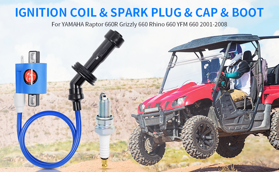 Ignition Coil Spark Plug Cap boot For YAMAHA Raptor 660R Grizzly Rhino 660 4x4