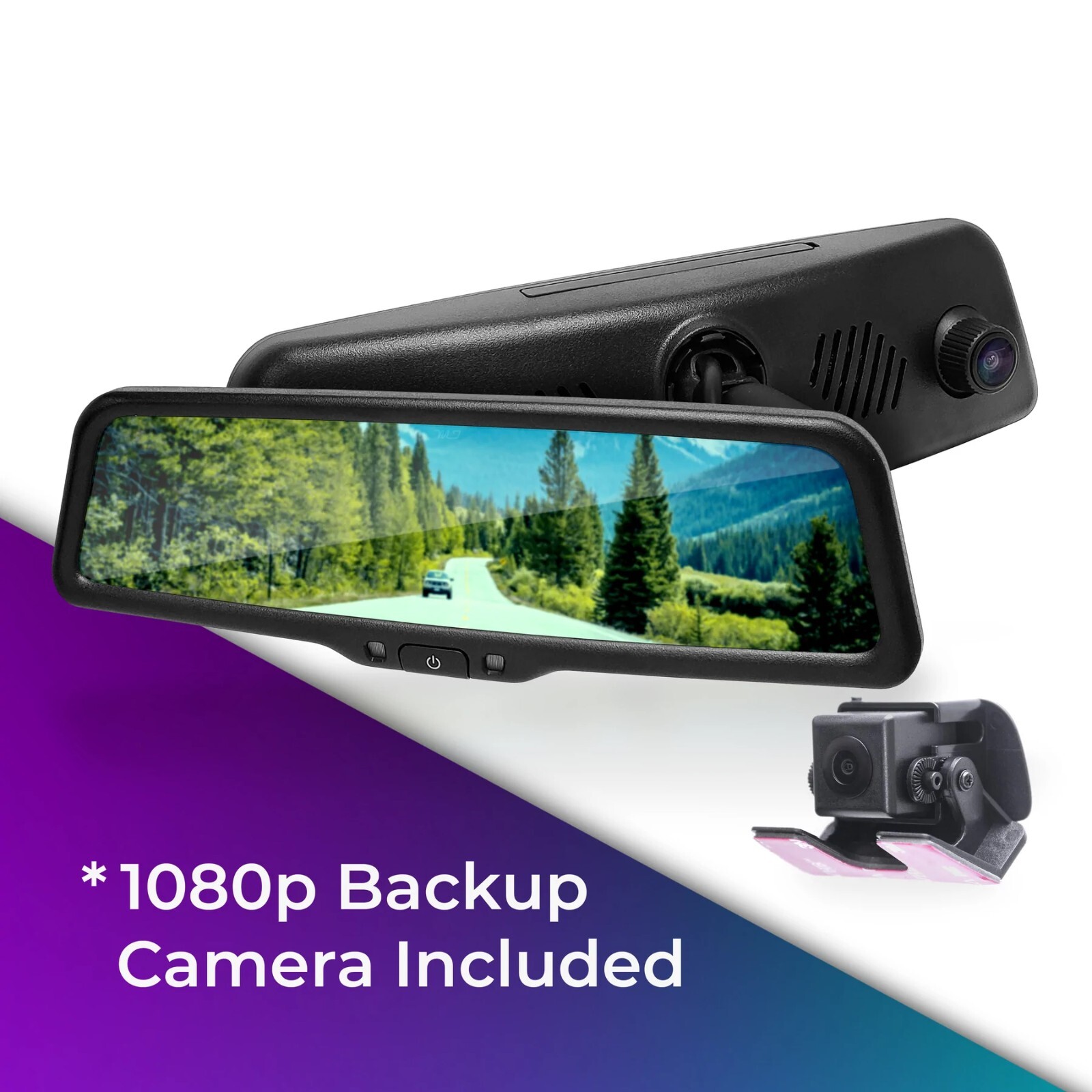 Rear View Mirror with 10" LCD Screen & 1080p Dash Cam + 1080p Backup Camera