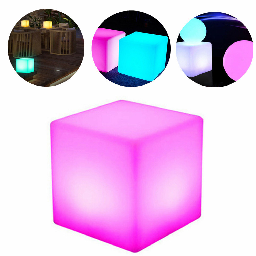 16 RGB Cube Seat Party Club Bar Chairs Furniture LED Color Changing Stool Tables