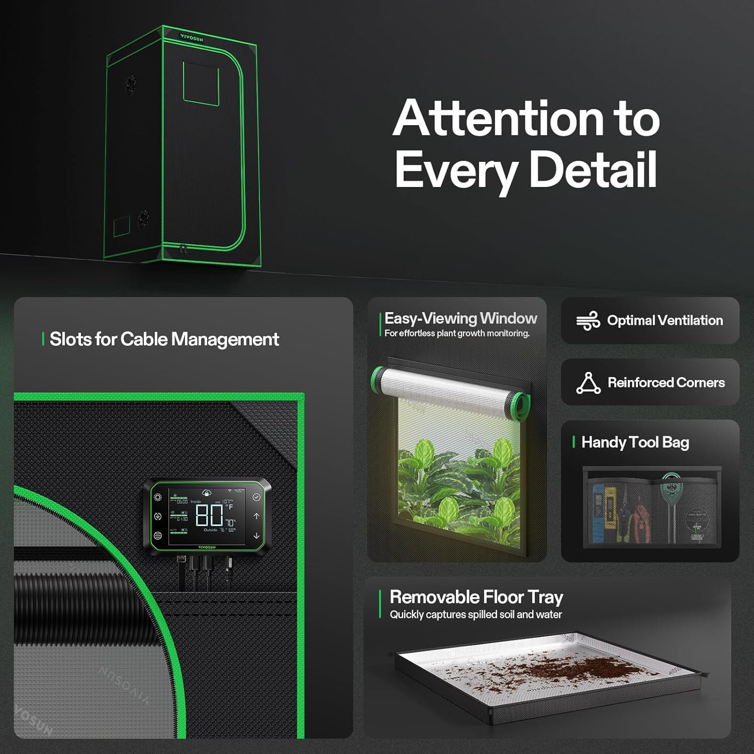 VIVOSUN 3X3FT Grow Tent Combo & VS1000 LED Grow Light & 4" Inline Duct Fan