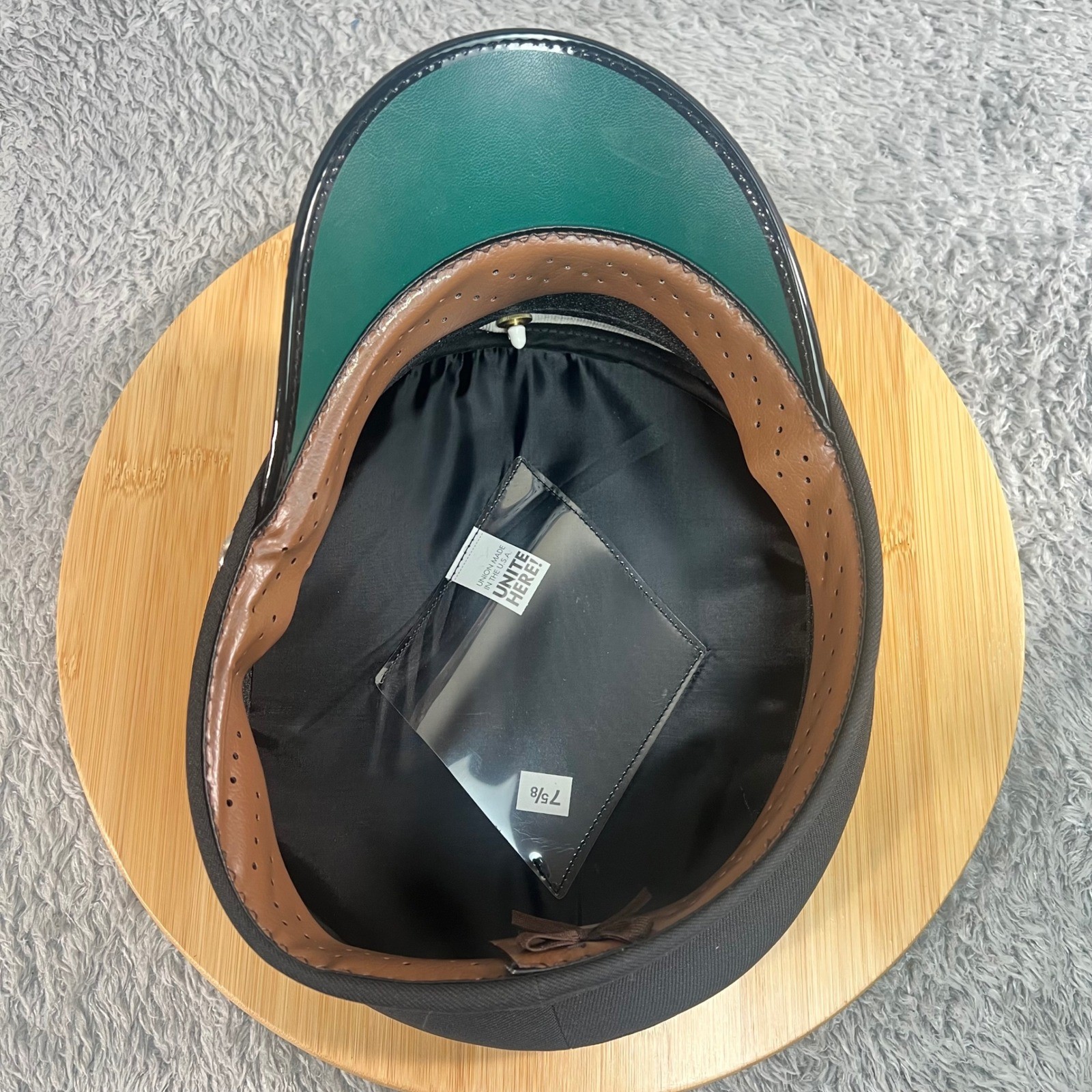 Fire Department Service Cap Union Made USA Black Dress Hat Silver Strap 7 5/8