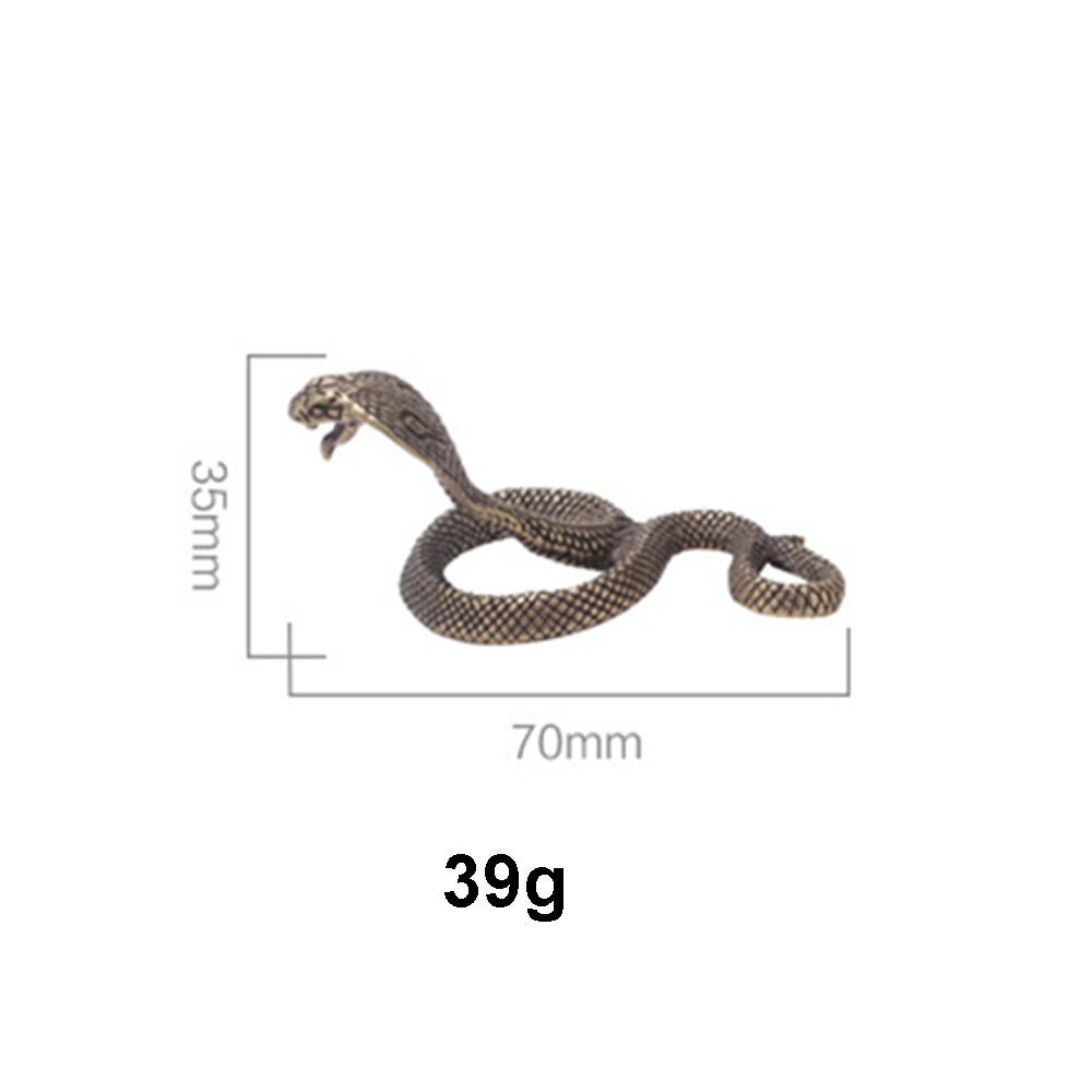 Antique Bronze Cobra Boa Snake Statue Miniature Figurines Copper Zodiac 35*70mm