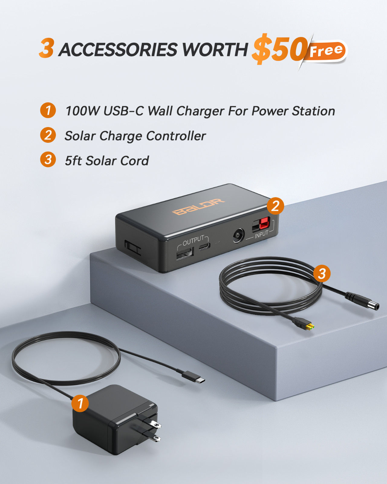 BALDR Solar generator 300W Portable Power Station with 60W solar panel included