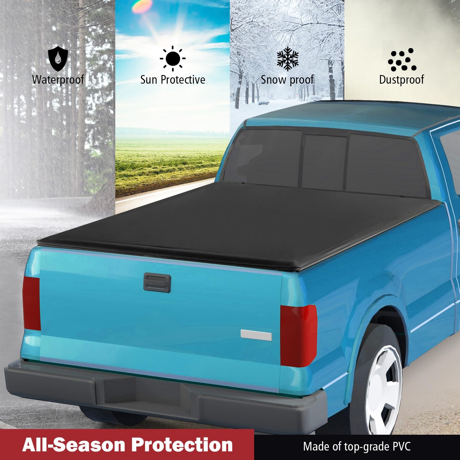 Soft Roll-up Tonneau Cover for 2002-2023 1500 2500 3500 6.4 Bed