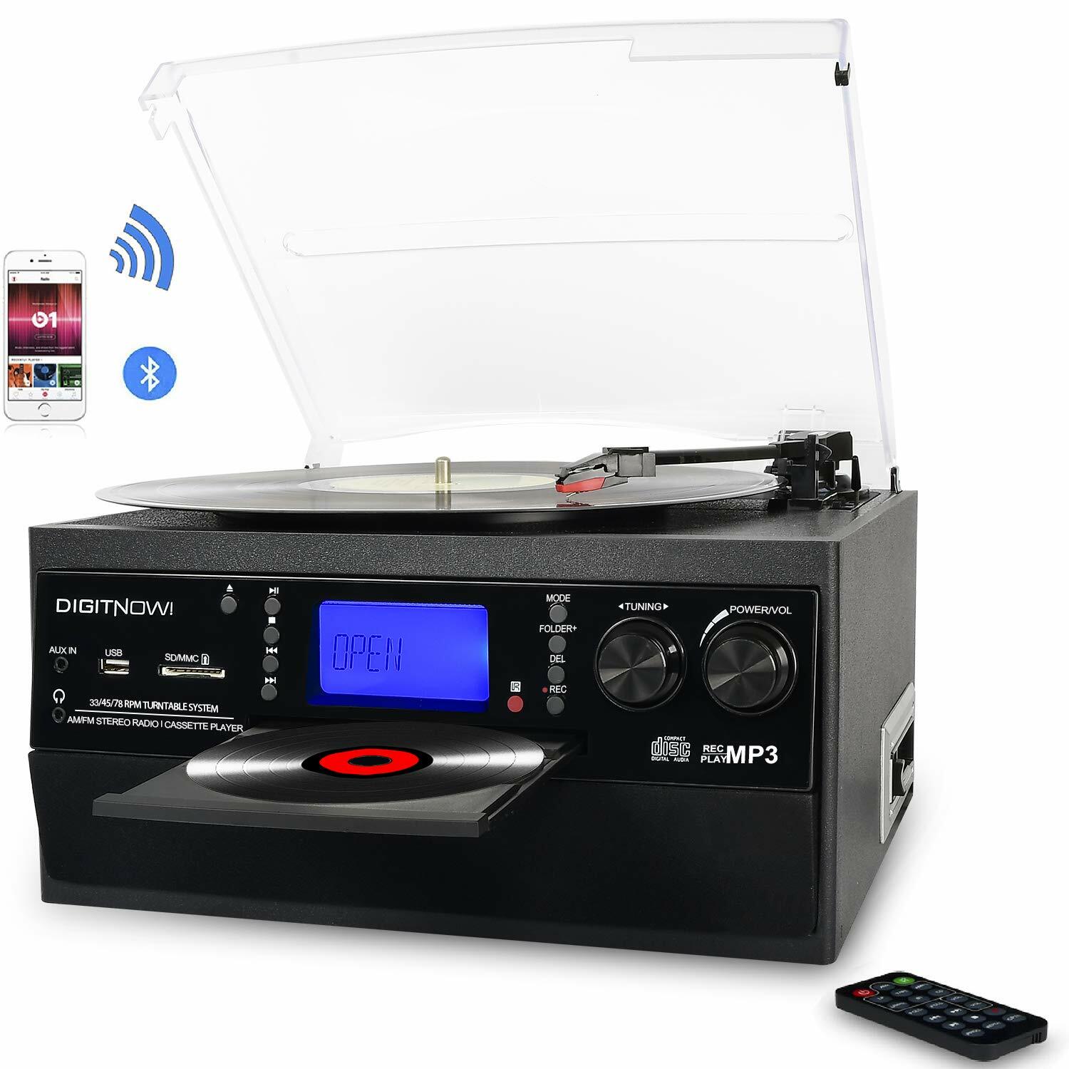 Bluetooth Record Player Turntable with Stereo Speaker, LP Vinyl to MP3 Converter