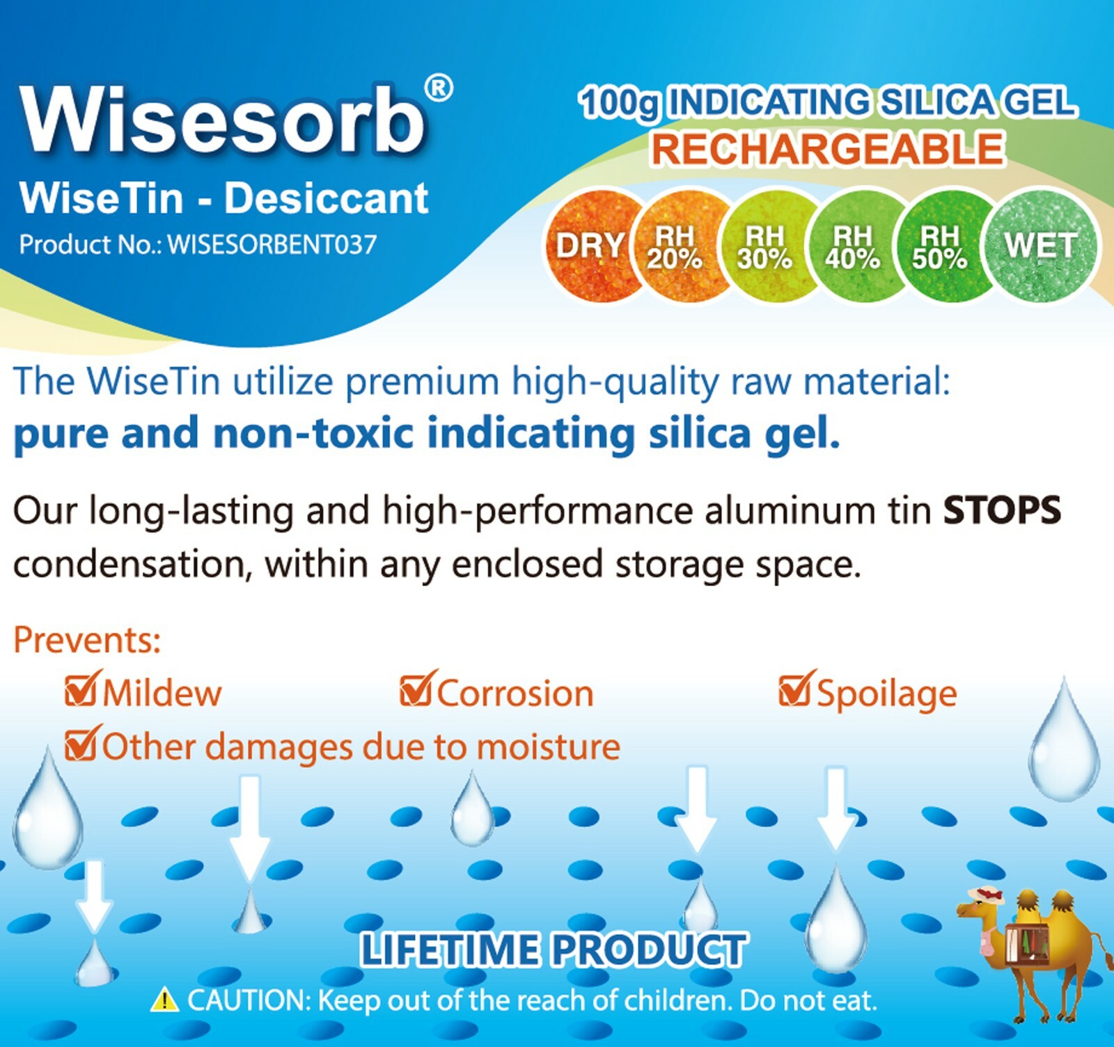 100 Gram Silica Gel Canister Reusable Desiccant Dehumidifier 1 Pack