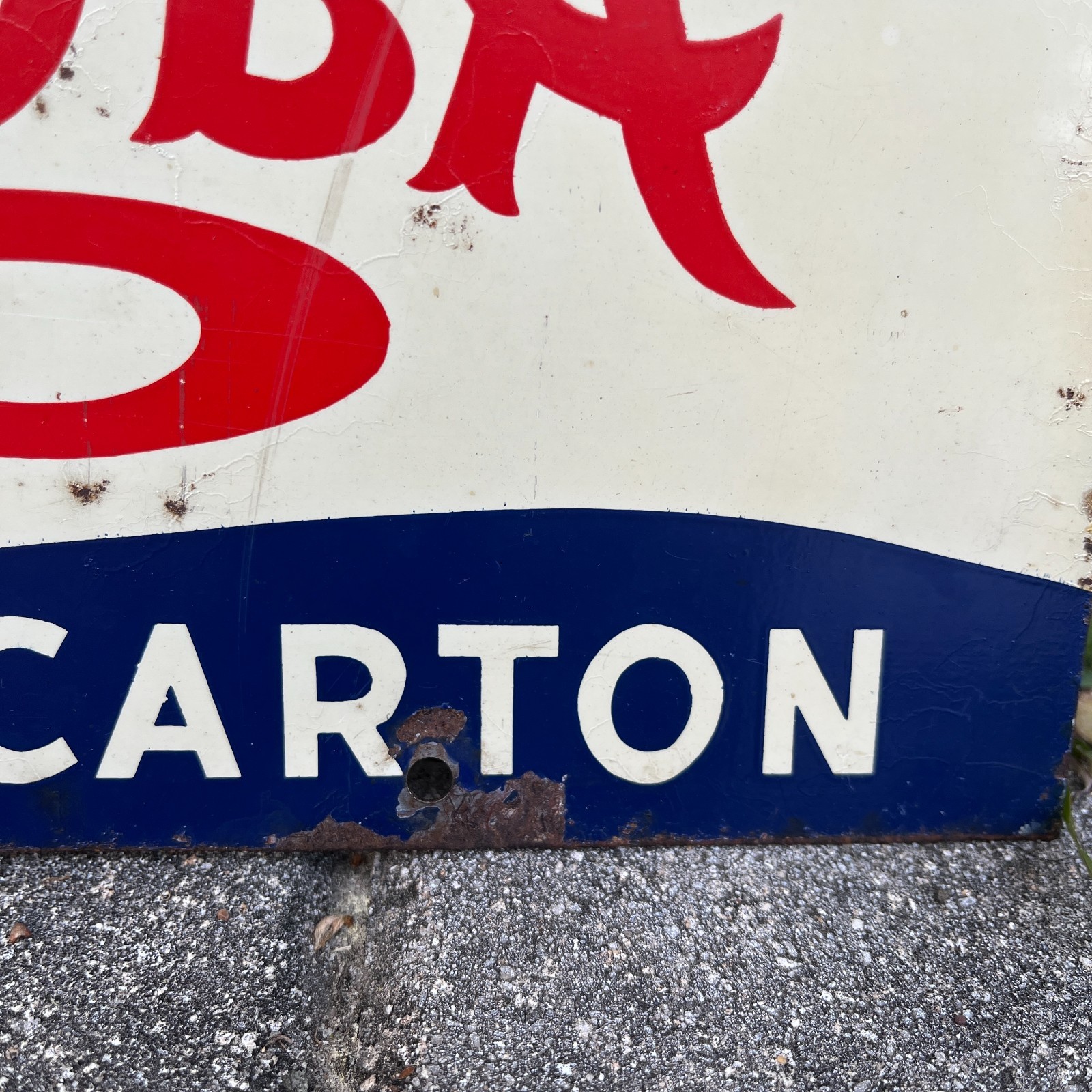 Original 1930's - 1940's Pepsi Cola Double Dot Metal Sign Double Sided