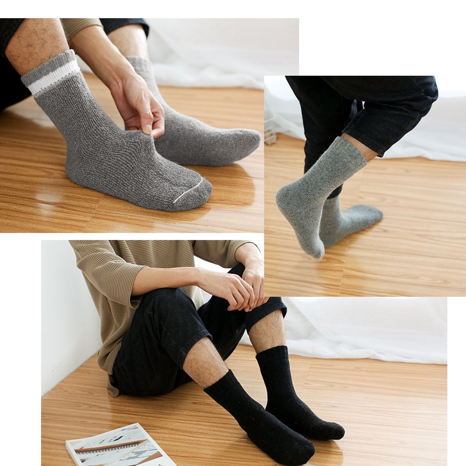 3 Pairs Mens Heavy Duty Winter Warm Merino Lambs Wool Boots Thermal Socks