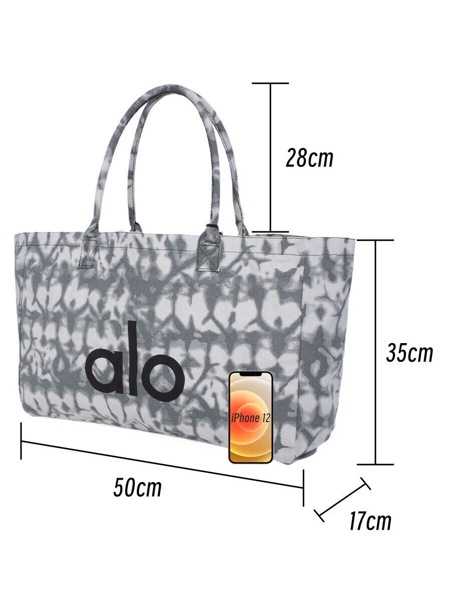 Alo Yoga Tote Bag Large Gray Canvas Tie Dye – Beach / Gym Bag – New with Tags