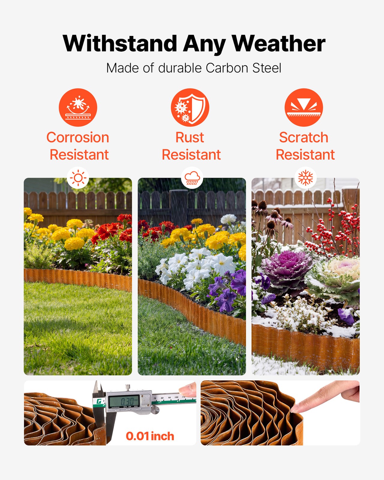 VEVOR Carbon Steel Landscape Edging 40 ft x 6 in Metal Garden Edging