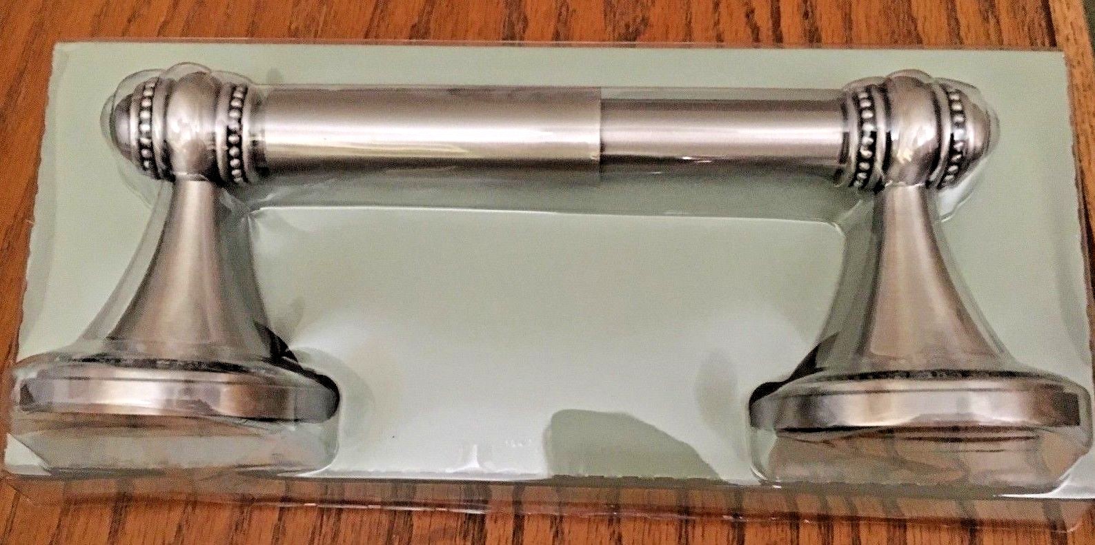 NEW BETSY FIELDS DESIGN SATIN PEWTER TOILET TISSUE PAPER HOLDER BEADED