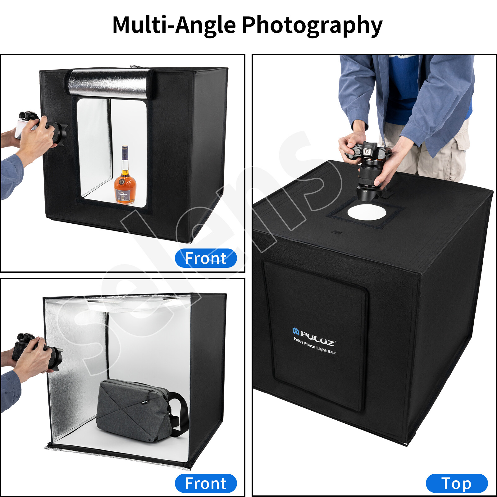 PULUZ 24" Large LED Photo Light Box Photography Studio Tent Lighting 6 Backdrop