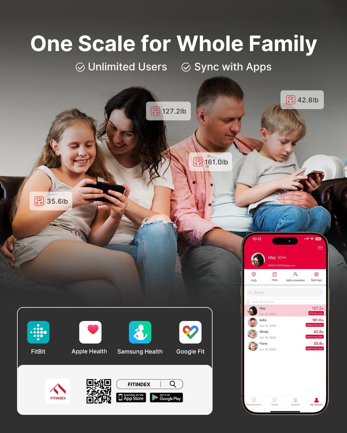 FITINDEX Smart Scale for Body Weight, Body Composition Analyzer with 8-Electrode