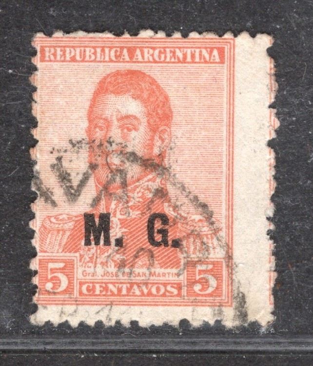 Perfectly Flawed Argentina EFO  5¢ SN AR OD63 - General San Martin - Misperf