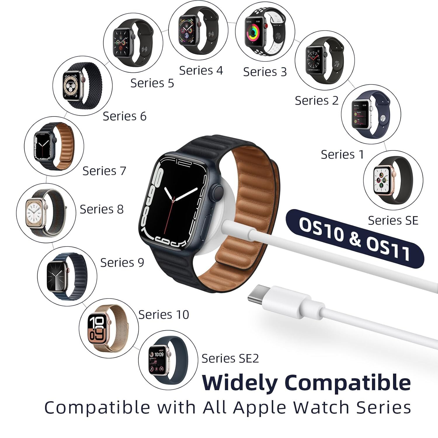 Lot Magnetic USB-C Charging Cable Charger for Apple Watch Series 4/5/6/SE/7/8/9