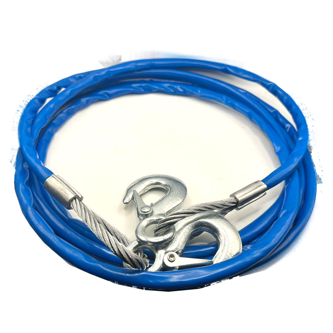 Heavy-Duty 5 Tons Car Wire Tow Rope Steel Cable Tow Strap with Hooks 12FT