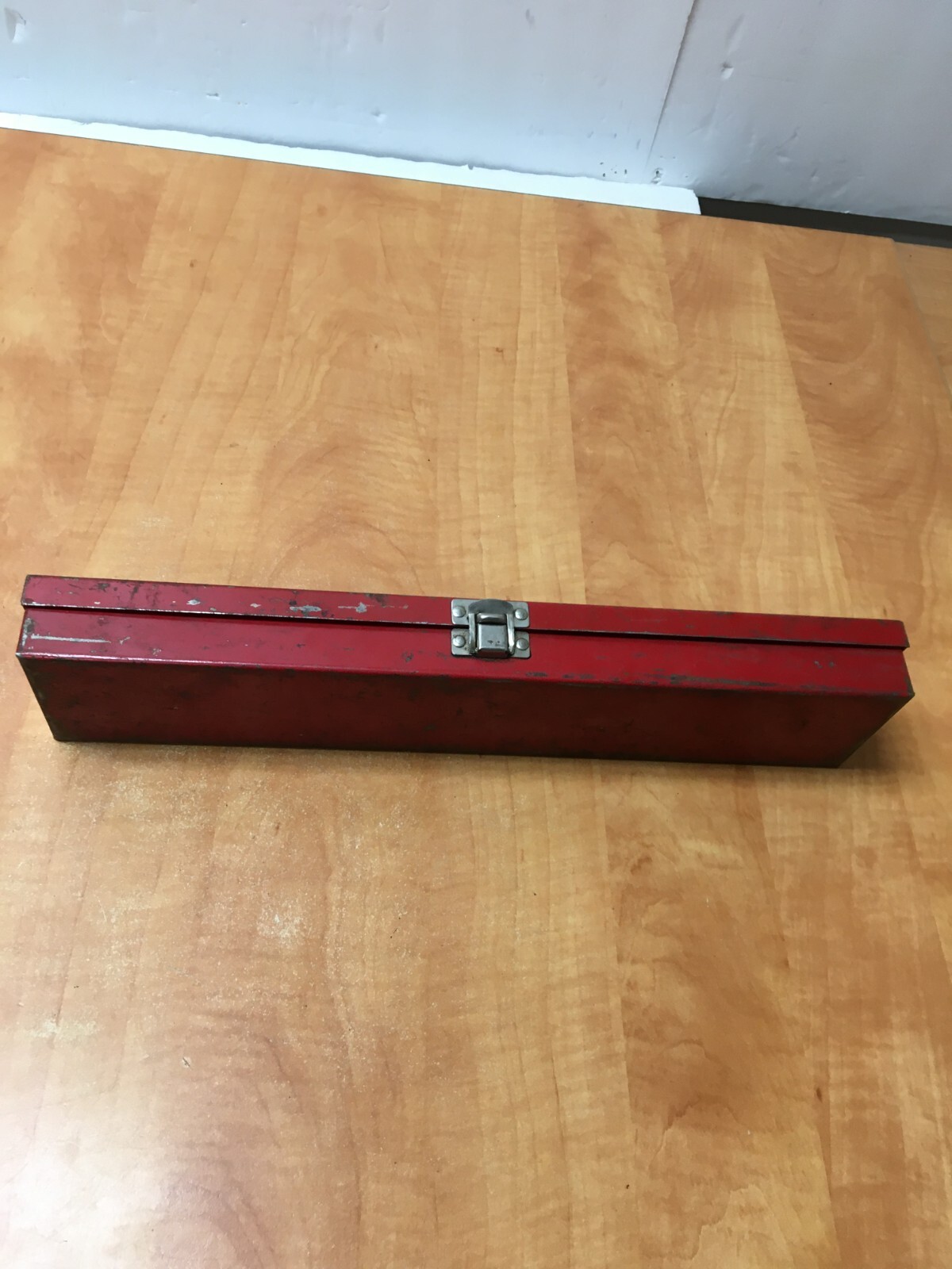 Vintage Husky Tool USA Red Metal Socket Case 15" x 3.25" x 1.5"