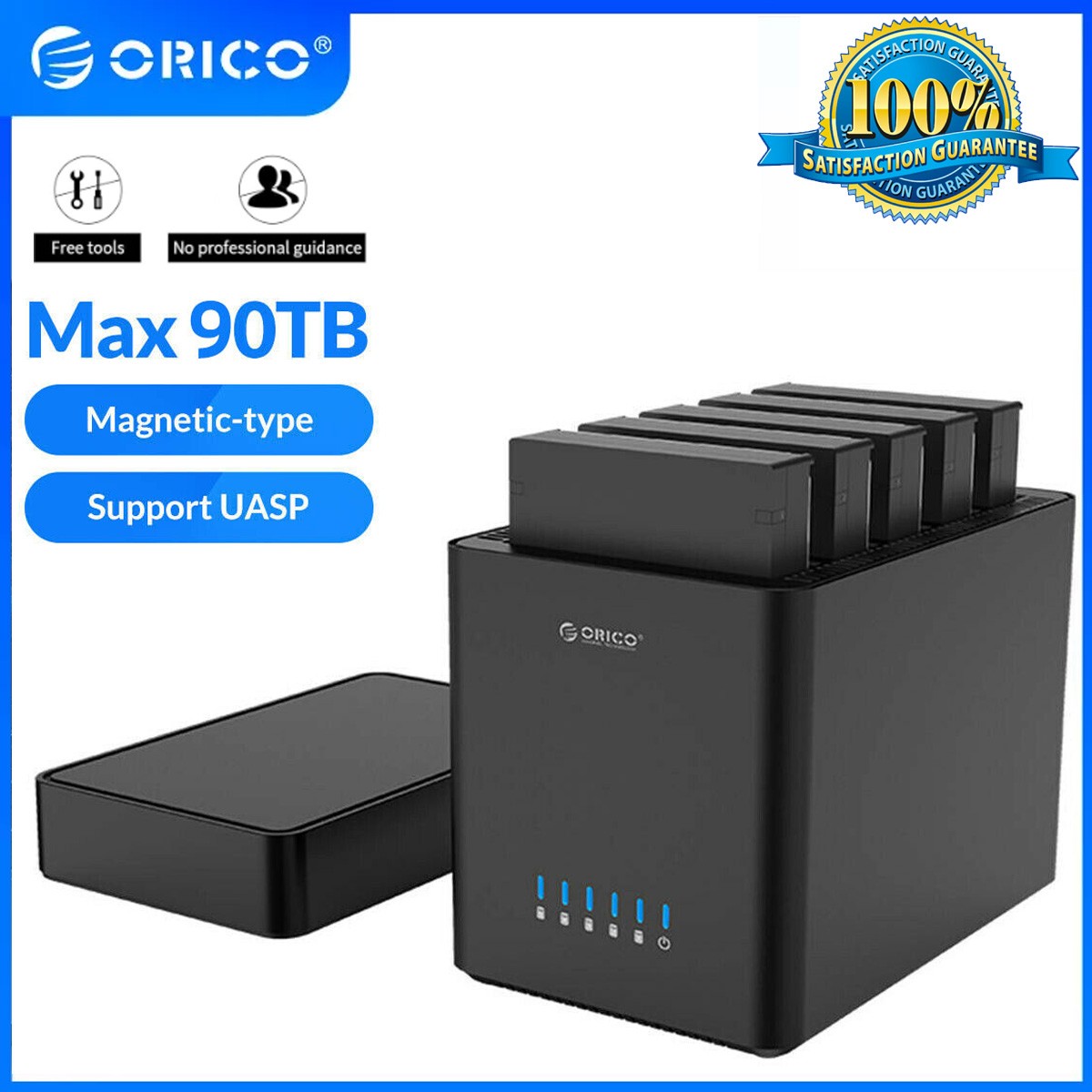 ORICO 5 Bay 3.5'' Hard Drive Enclosure USB3.0 to SATA3.0 Magnetic-type HDD Case