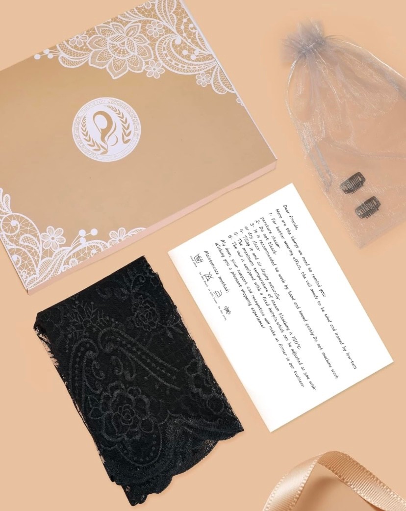 Head Veil Mantilla Catholic Church Veil Head Cover Black Embroidered