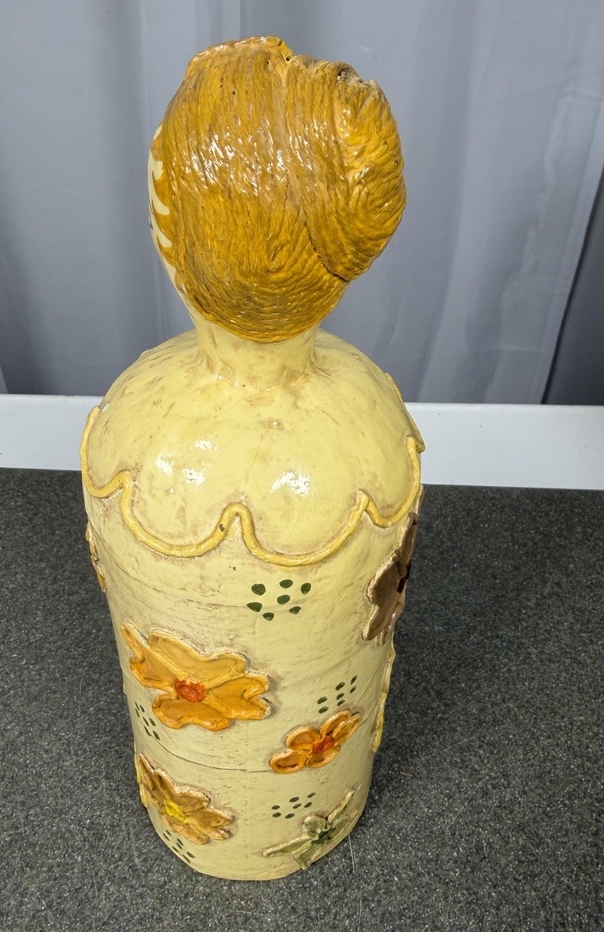Rare Jeanne Valentine S.A. Handcrafted MCM Woman Florals, Paper Mache