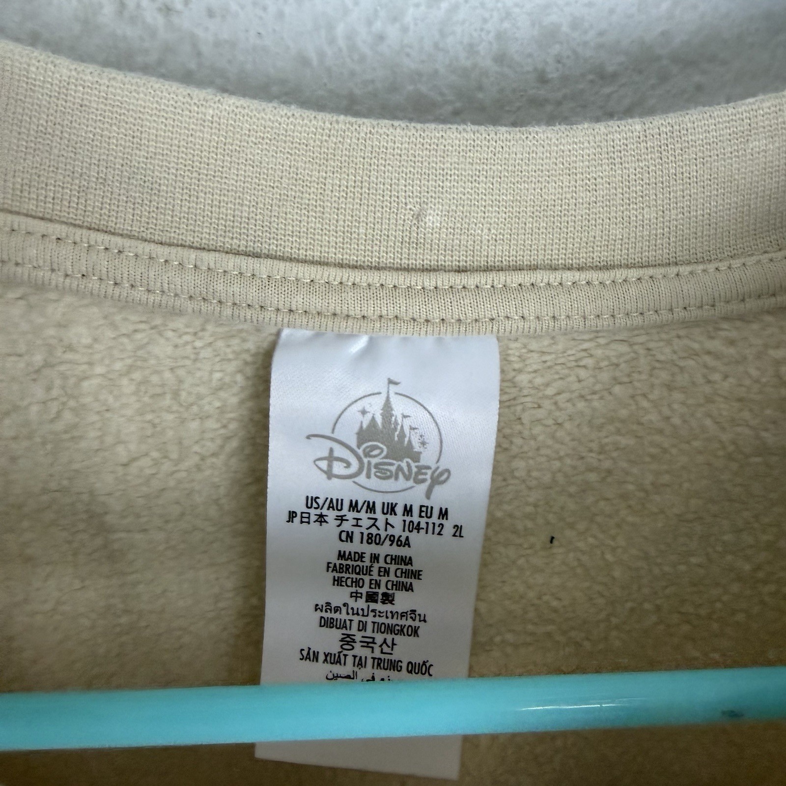 Mickey Mouse Sweatshirt Womens Medium Peace Sign Beige Pullover Crew Neck Disney