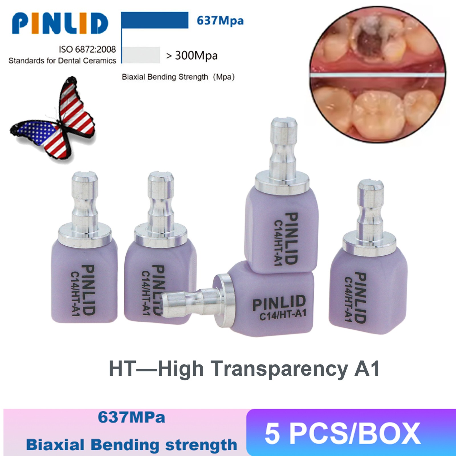 Lithium Disilicate Glass Ceramic IPS e.max CAD HT/LT Blocks For inLab C14/5pcs