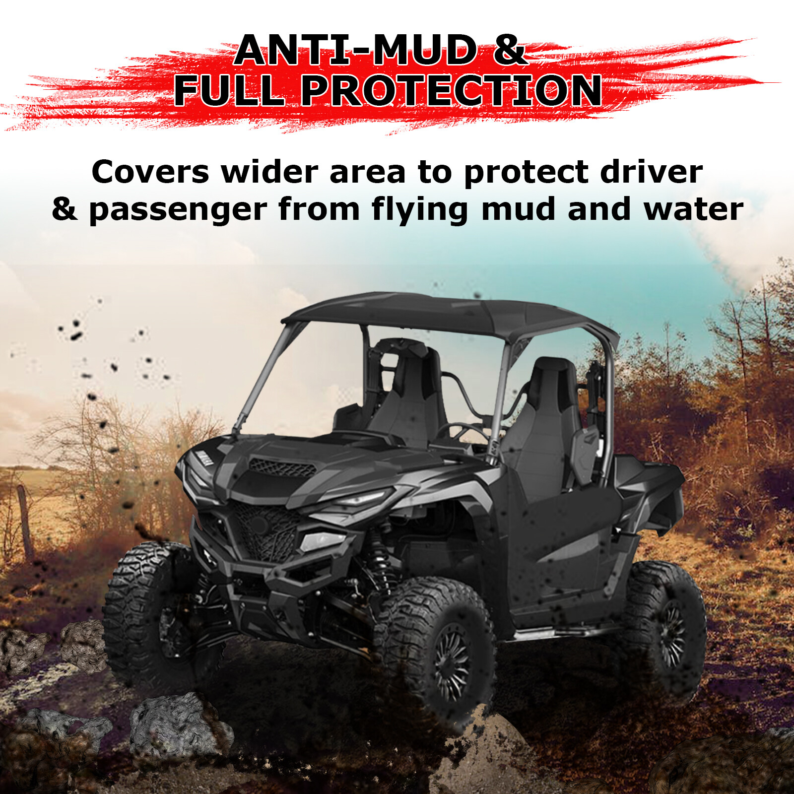 6PCS Fender Flares Overfenders For Yamaha Wolverine RMAX2 1000 2021-2024 Black