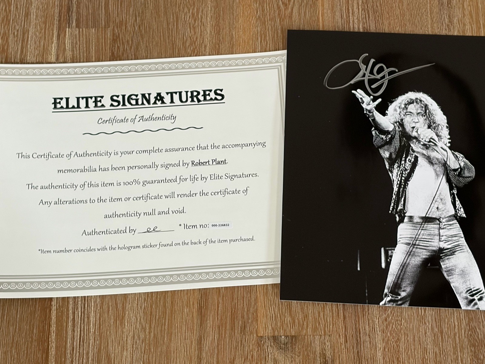 Robert Plant Autograph 8x10 photo, signed, authentic, Led Zeppelin, COA