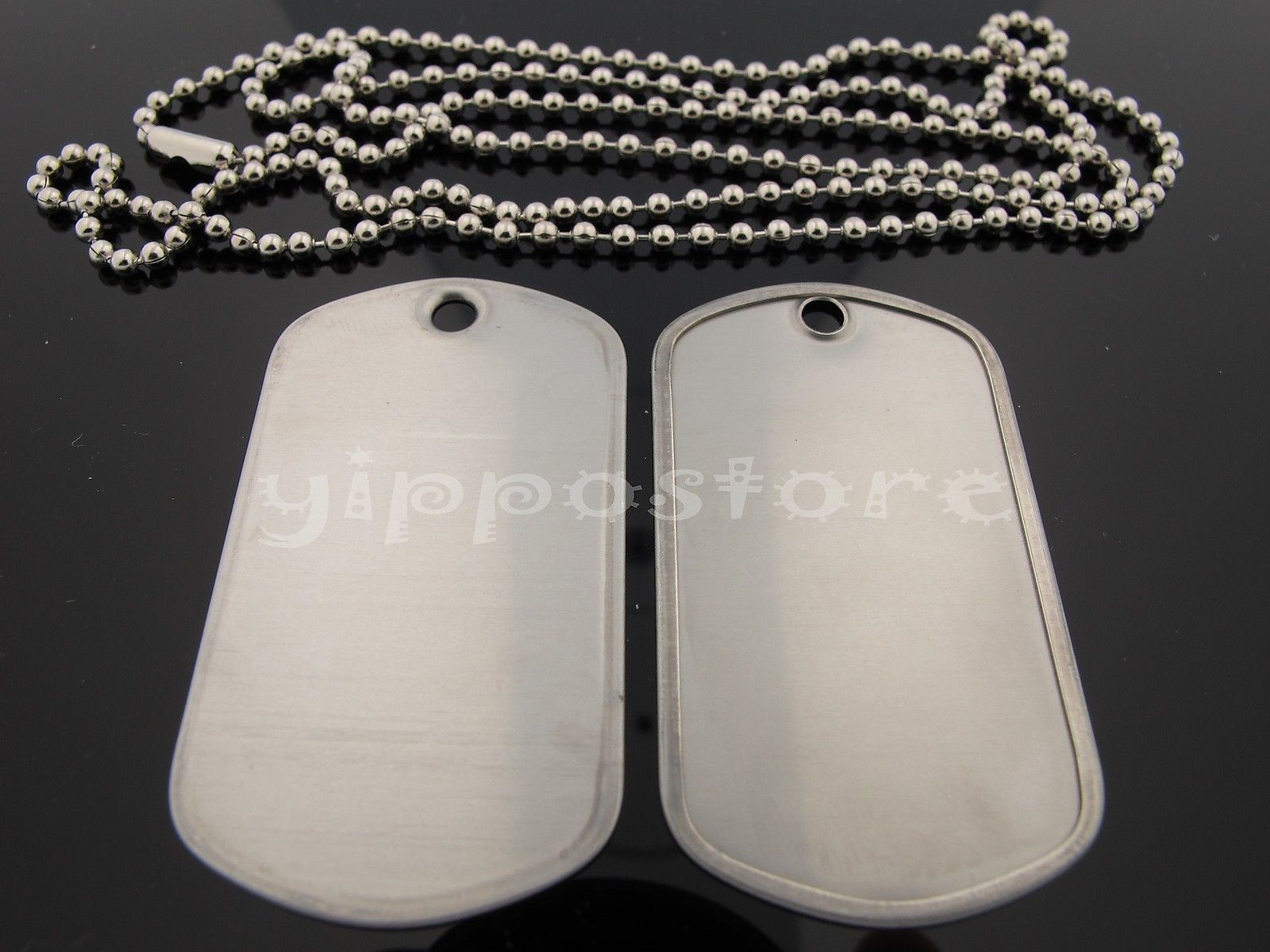 100 Stainless Steel Military Army Dog Tags + 100 Nickle Plated 30" Ball Chains
