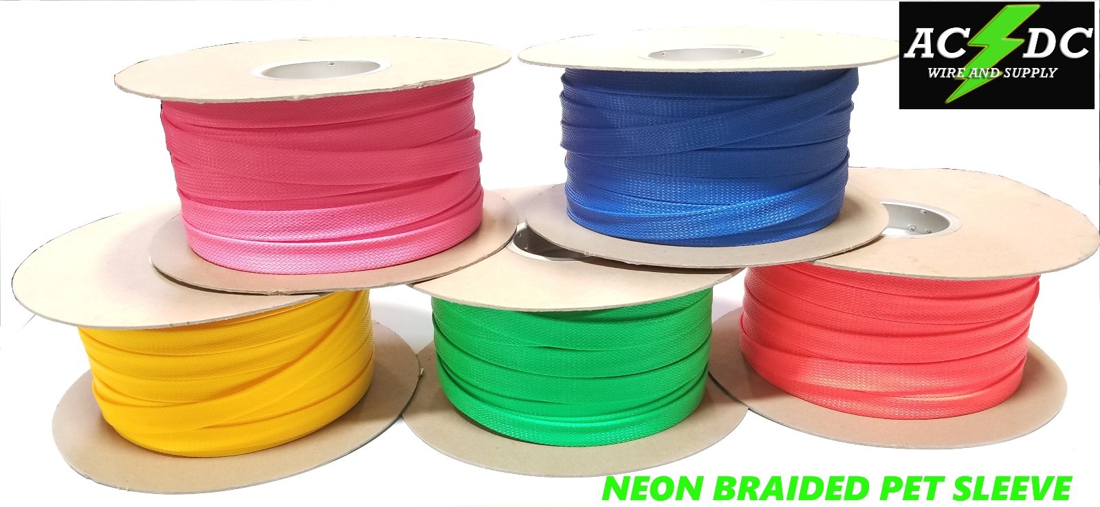 NEON COLOR BRAIDED CABLE EXPANDABLE WIRE SLEEVES NEON PET WIRE BRAID
