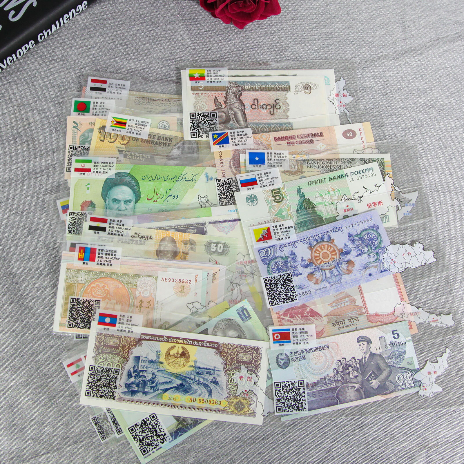 Lots 52pc Different World Banknotes Paper Money Foreign UNC Collections Gift