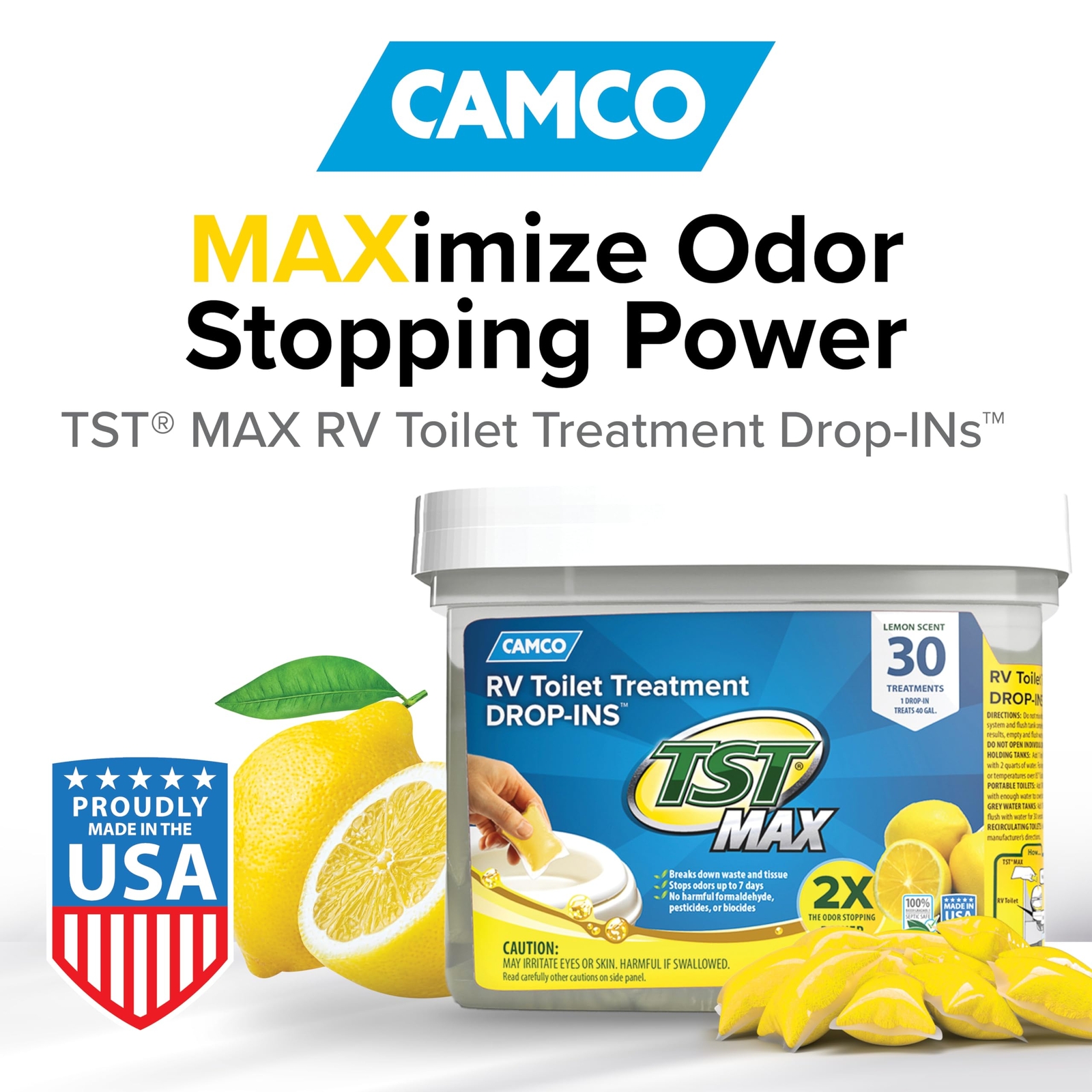 Camco TST MAX RV Toilet Treatment Drop-INs - Control Unwanted Odors & Break ...