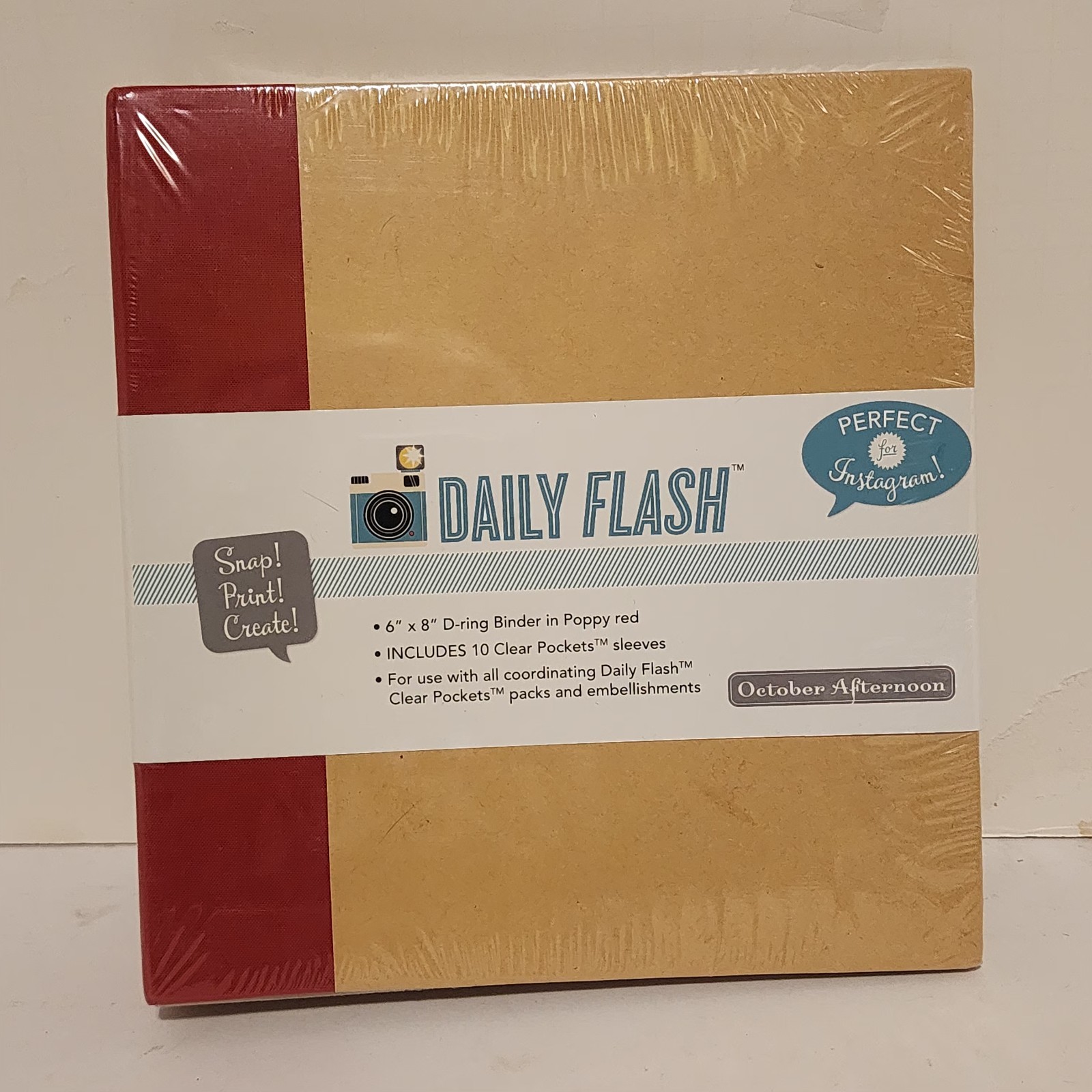 October Afternoon Daily Flash 6x8 D-ring Scrapbook Album Binder -Poppy