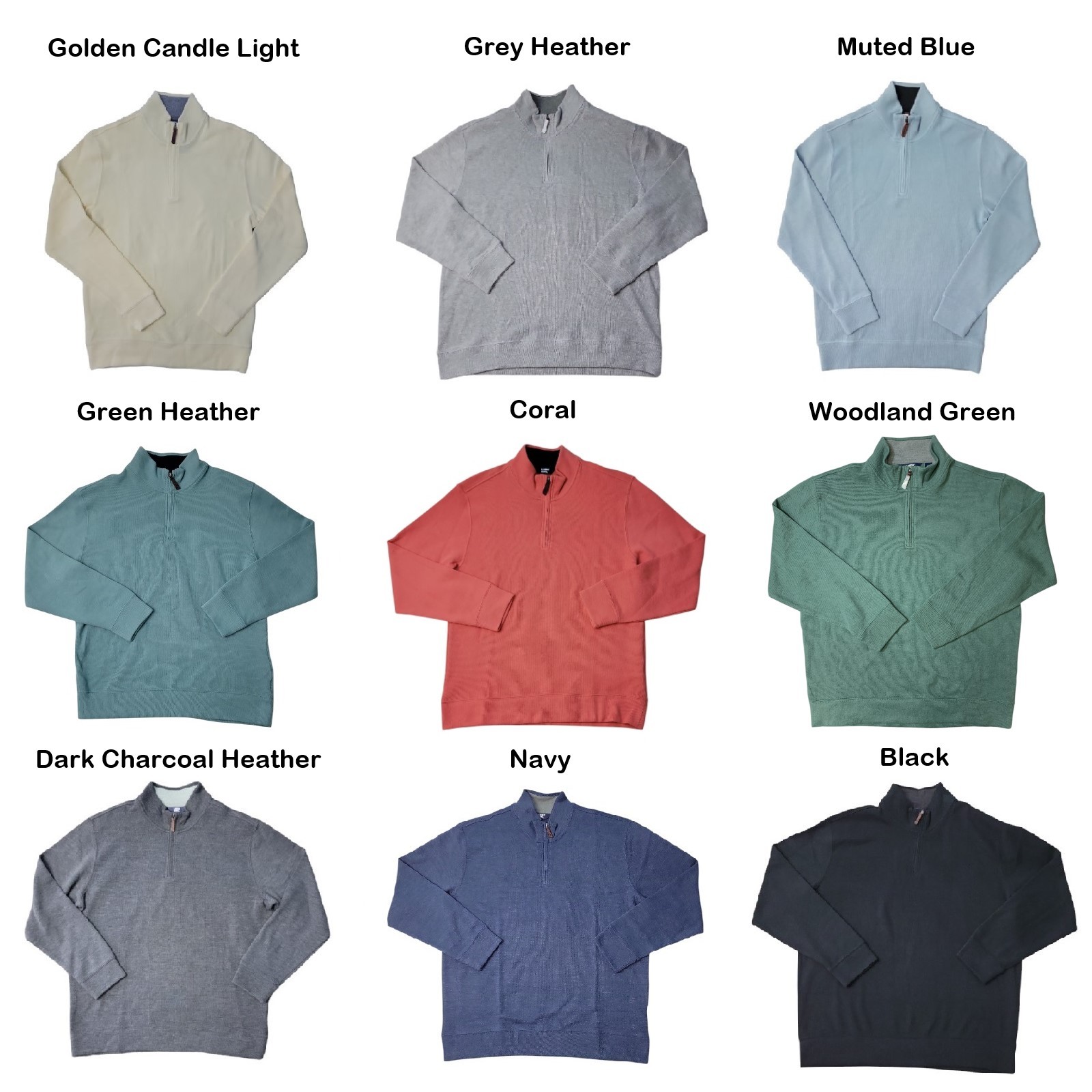 Lands' End Men's Bedford Rib Quarter Zip Long Sleeve Soft Cozy Pullover